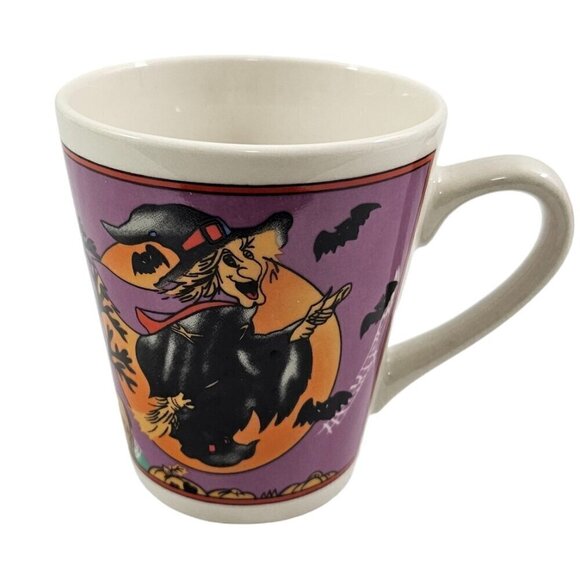 Witches Bats Spooky Halloween 10 Oz Ceramic Coffee Tea Mug Cups – Set of 2 - Picture 9 of 16